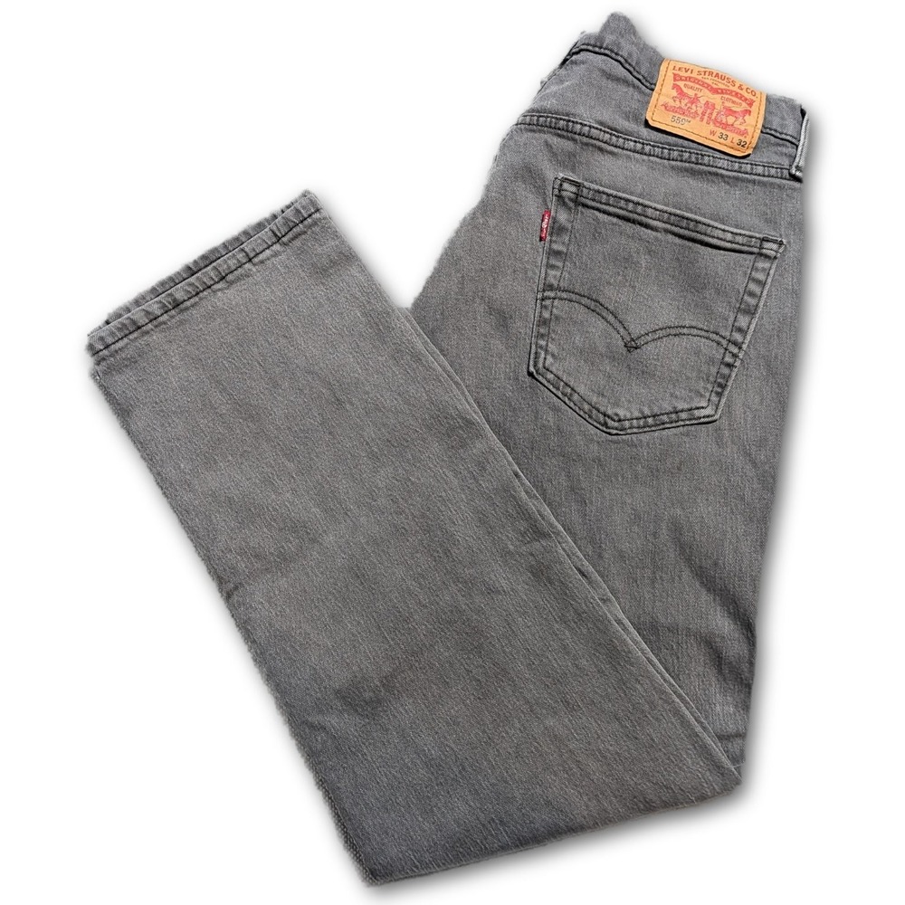 Levi's Mens Jeans 559 Gray 33x32 Relaxed Straight Fit Denim Stretch Dark Leg W33